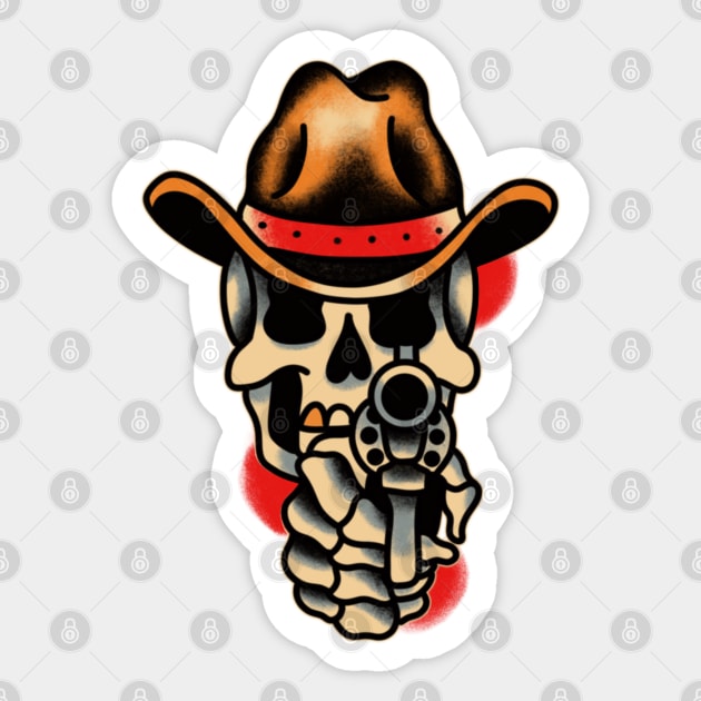 Cowboy skull with gun Sticker by LEEX337